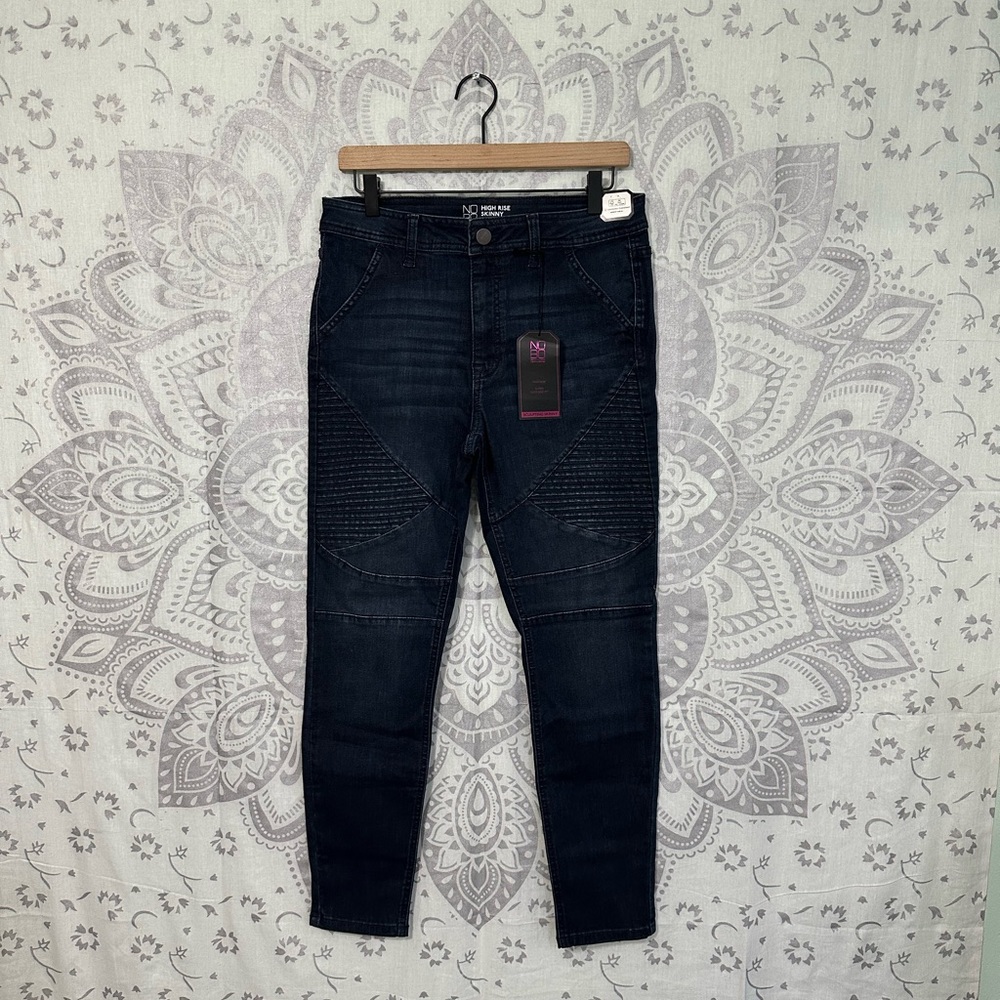 Nwt $18 No Boundaries Walmart Skinny High Rise Jeans Pants Moto Dark Blue 13